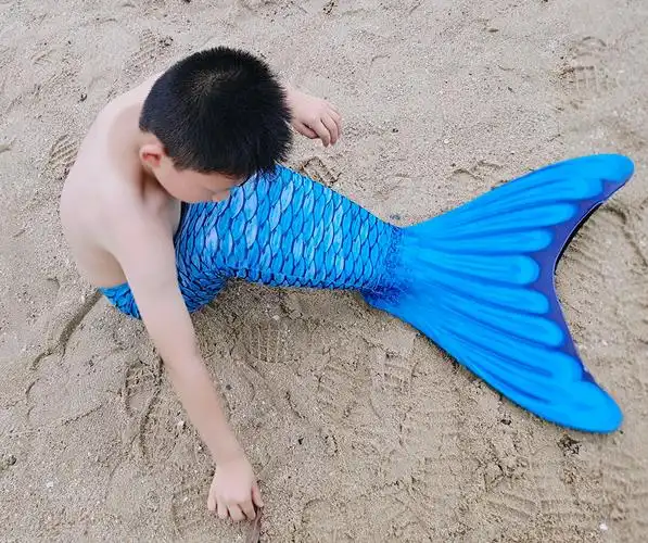 男生的美人鱼尾巴 男童男孩泳衣泳装服装衣服儿童人鱼拍照道具