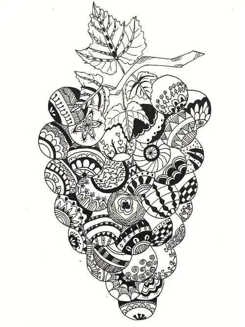 一串葡萄黑白线描