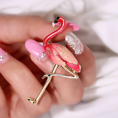 异国风情滴油红色火烈鸟立体胸针个性别针胸花女服饰配饰时尚扣针