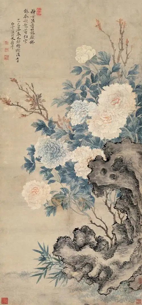 清  wbr>恽寿平《牡丹湖石图》