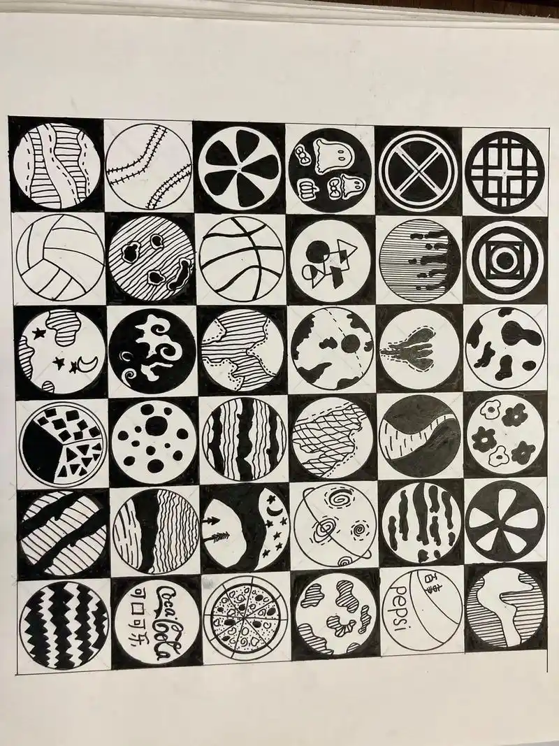 近似构成.#黑白线描画 #手稿分享 #控笔练习 #绘画练习 - 抖音