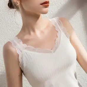 吊带女背心蕾丝修身 薄 美背性感弹力条纹冰丝无袖 法式 - 女装/女士