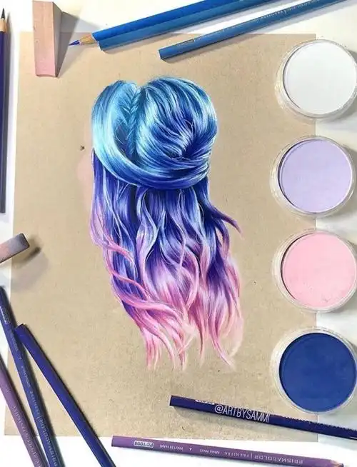 插画彩铅手绘发型