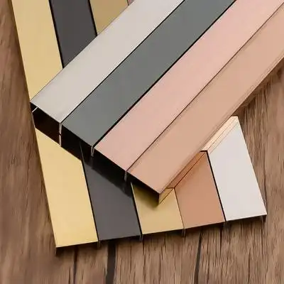 钛金不锈钢凹型槽夹玻璃金属收口固定包边装饰线条收边条