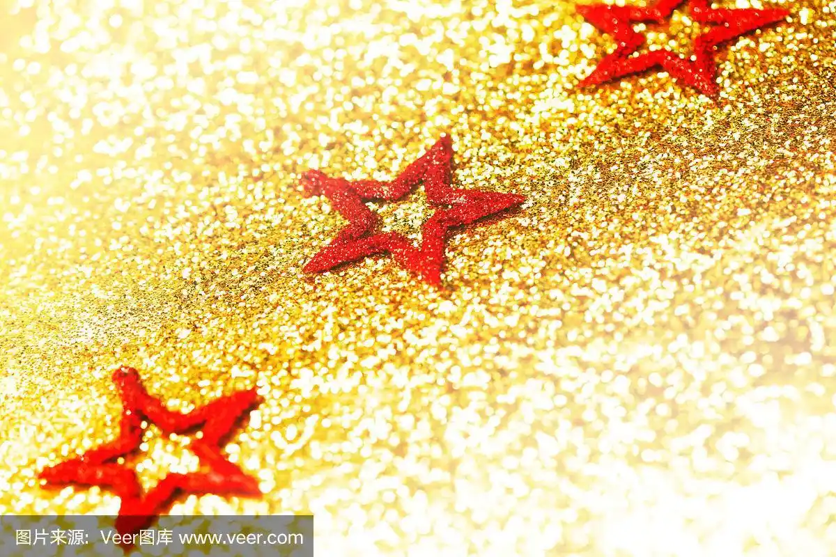 圣诞装饰红星闪闪发光的背景