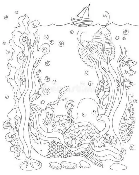 卡通简笔画深海