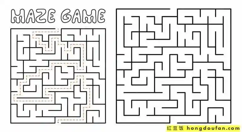 11张黑白简单有趣的幼儿迷宫游戏免费下载-红豆饭小学生简笔画大全