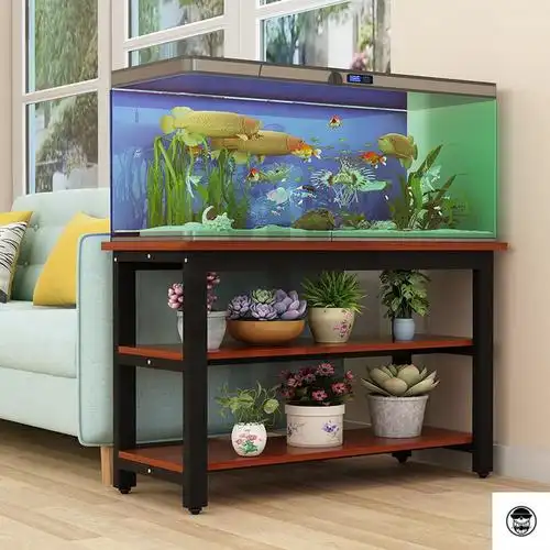 邦兴晖鱼缸架子钢木鱼缸底柜龟缸架金属底座底柜鱼缸桌子简约鱼缸柜