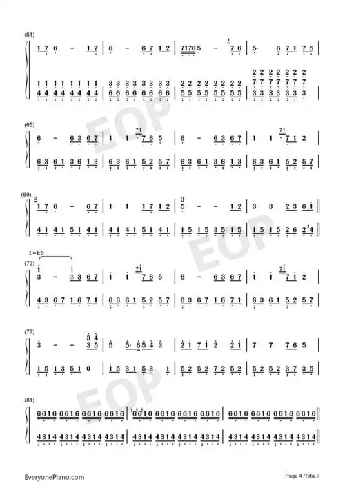 star sky-完美版双手简谱预览4