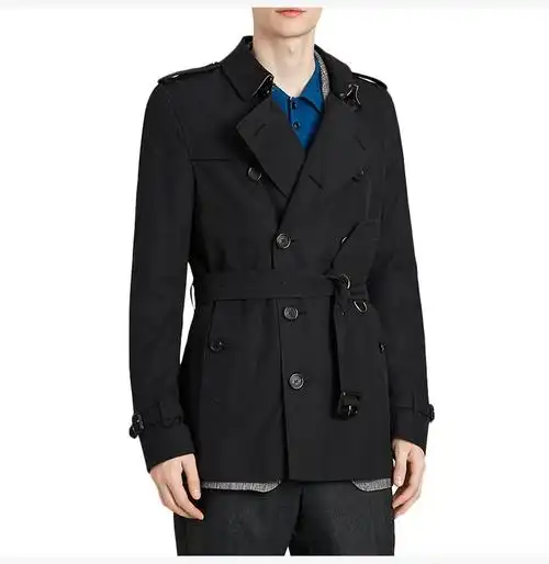 burberry/博柏利 男装 服饰 棉质经典双排扣束腰短款 男士风衣外套