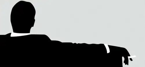 扁平黑色抽烟人背影