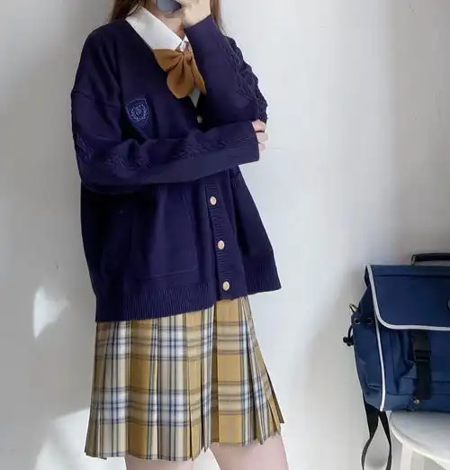 毛衣新款秋季女装穗音高校原创jk制服开衫麻花针织衫颜沐溪