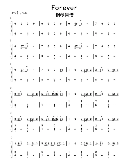 forever钢琴简谱乐谱