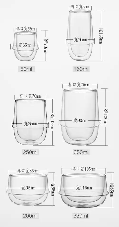 日本进口双层玻璃杯 耐热防烫水杯 利快kinto精致保温隔热茶杯果汁杯