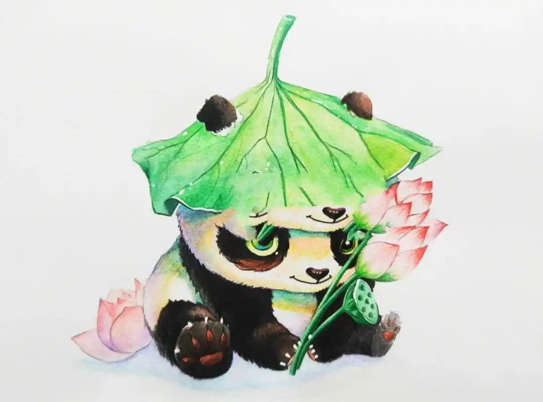12彩铅水溶|阔爱小熊猫 恐怕只有你胖也是最可爱的啦!