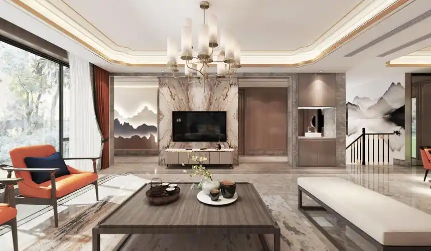 轻奢混搭新中式-国贸天琴湾-别墅-465平米