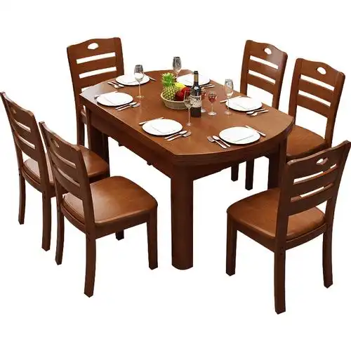 梦强实木餐桌椅组合伸缩折叠两用吃饭桌子现代简约家用mq0516餐桌小