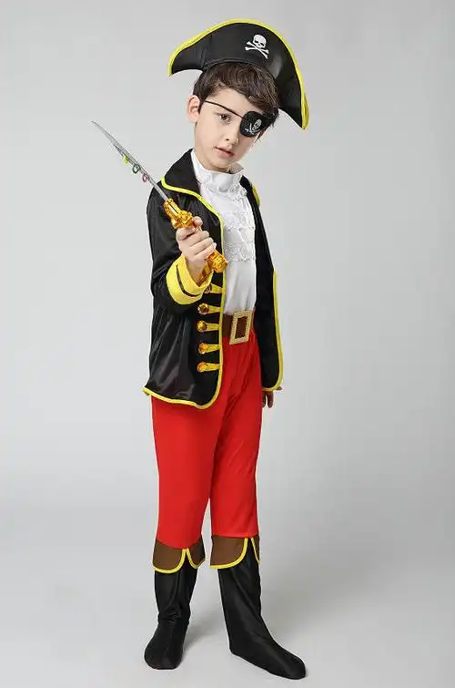 服饰道具海盗男船长服cos海盗加勒比海盗造型服男女化妆舞会黑色90