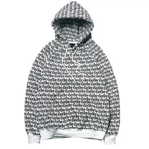 fearofgod鹿晗同款fog满印字母连帽情侣卫衣