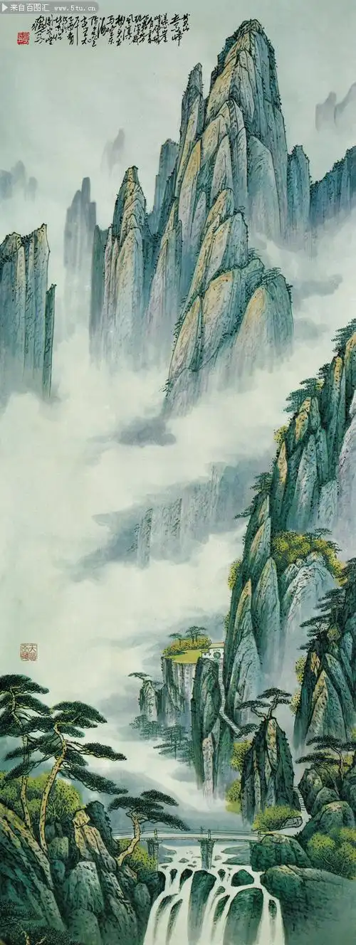 石舟 黄山立马峰 国画山水