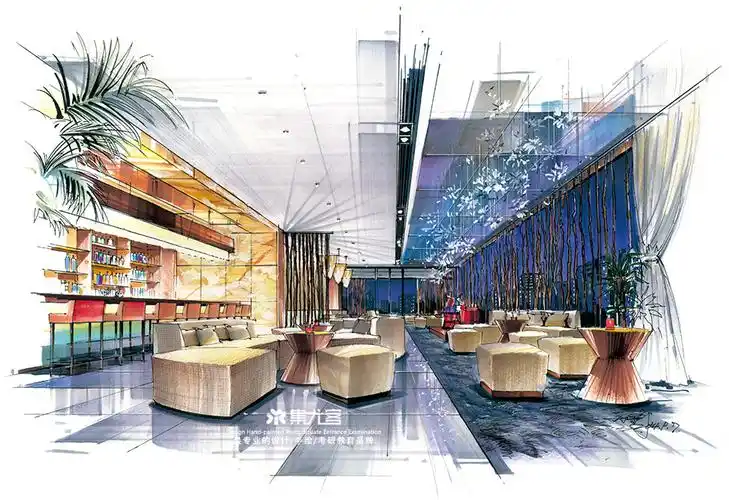 孙大野餐饮空间手绘表现作品欣赏