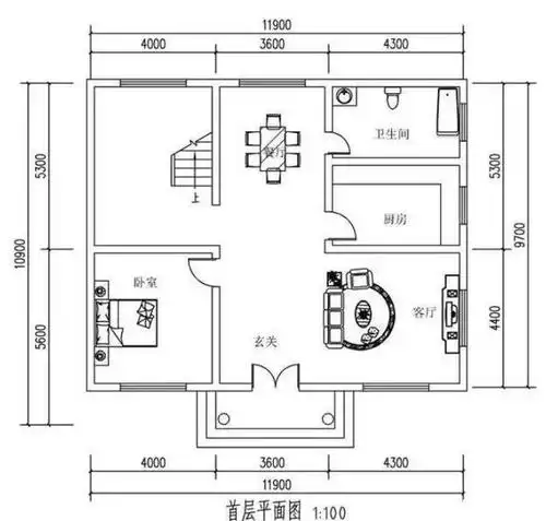 实拍11米*10米新农村自建别墅,3室1厅2书房,面积还是有些浪费了