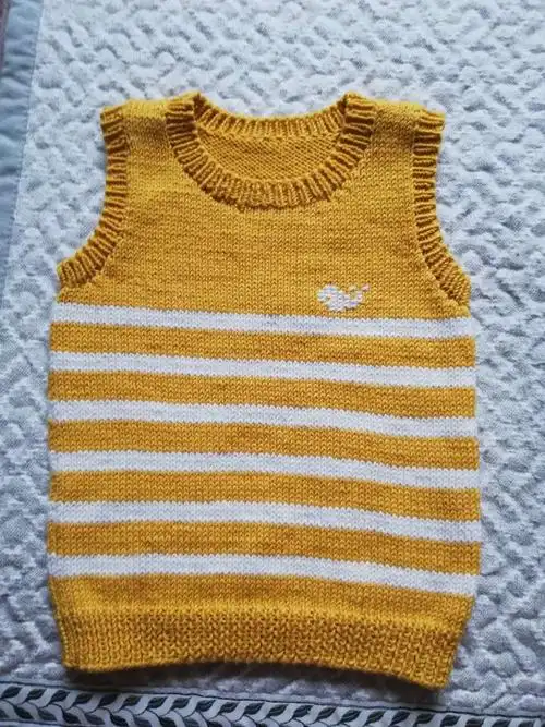 云舒儿童棒针双色条纹圆领背心-编织教程-编织人生