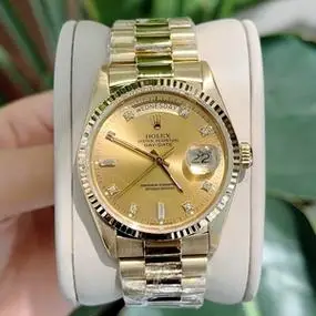5新劳力士手表男18k黄金星期日历型机械后镶钻盘腕表18038