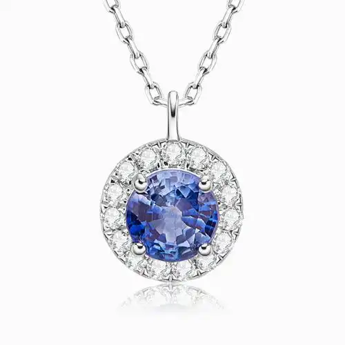 ilco日本轻奢珠宝18k金天然红蓝宝石项链菱形镂空设计感吊坠正品