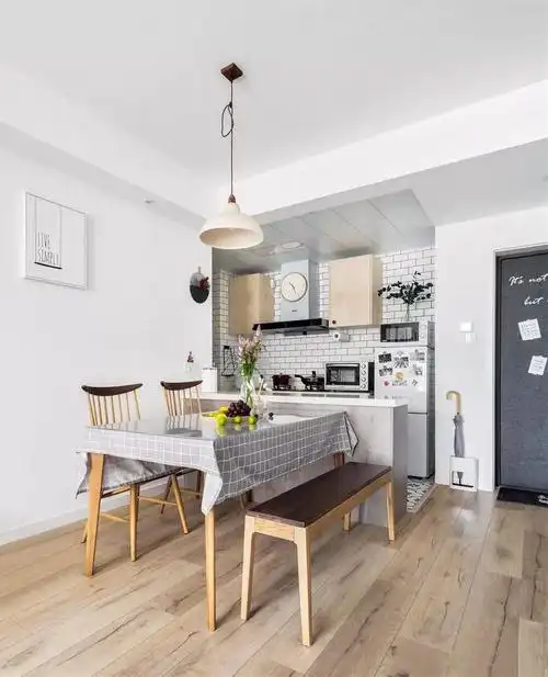 图片欣赏-65平米现代风格厨房餐厅隔断墙效果图-齐装网室内装修效果图