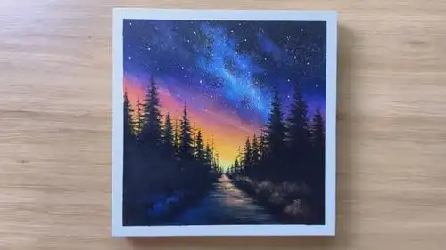 手工绘画教程,星空风景画的制作方法!