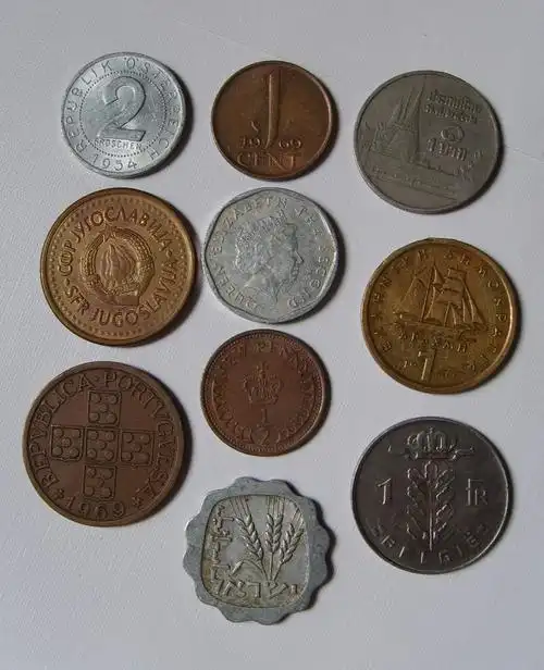 外国硬币10枚不同国家第1组