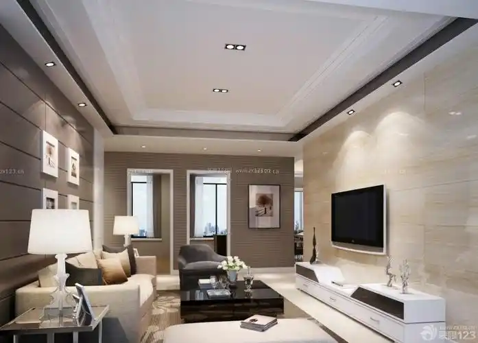 客厅简单石膏板吊顶装修效果图片