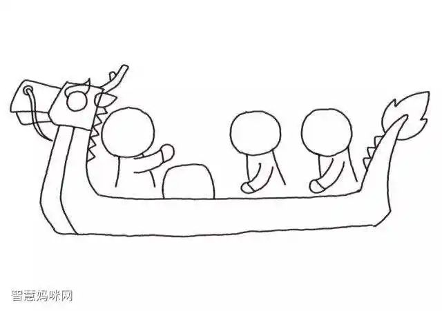 端午节简笔画赛龙舟的画法步骤-图4