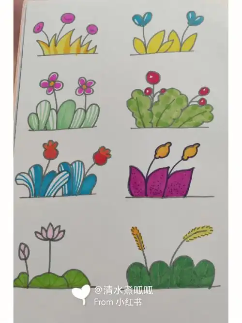 简笔画花丛