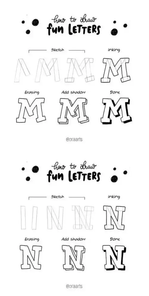 6步画出可爱又立体的英文字母原来立体字这么简单画起来