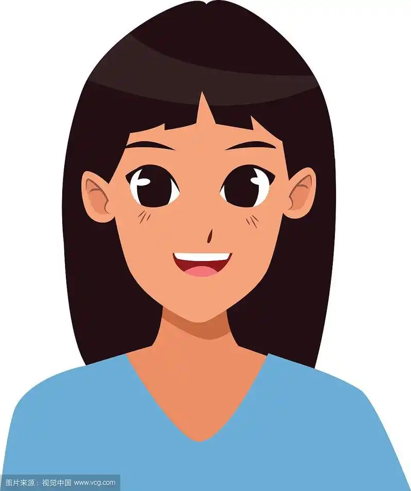 年轻女子面带微笑的卡通形象