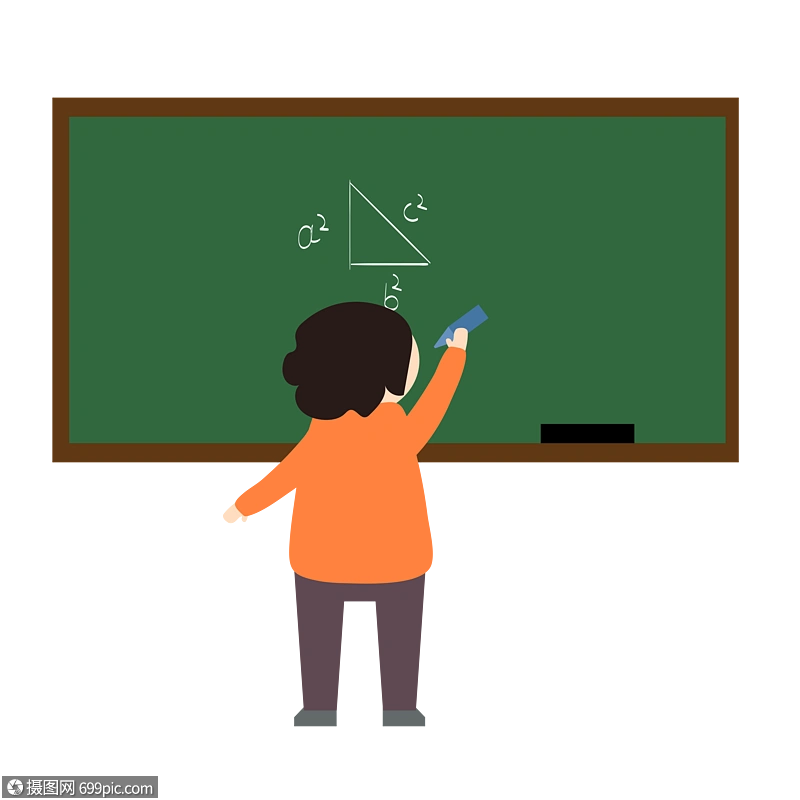 黑板前解题的学生黑板擦讲台