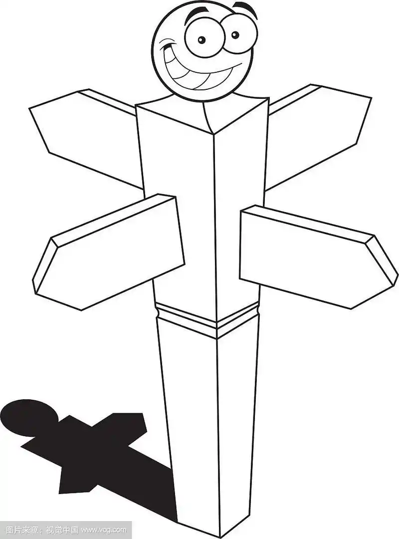 卡通微笑指示牌