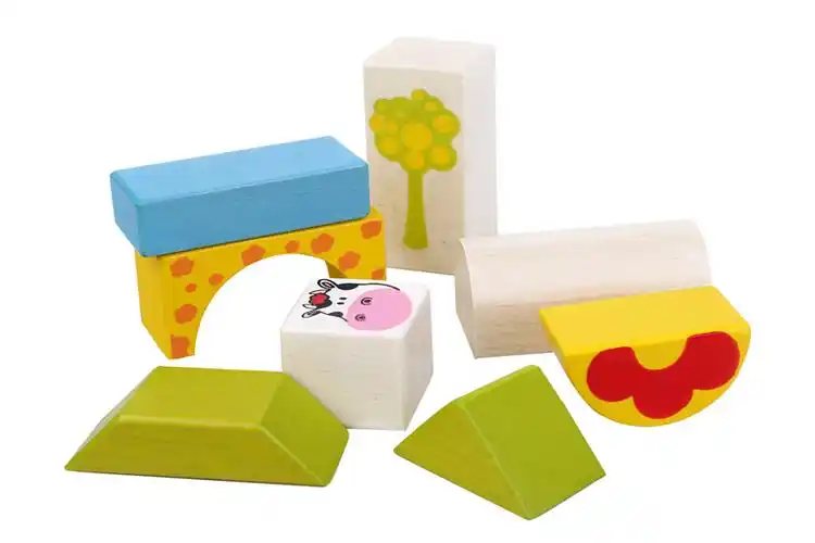 木制48粒可爱卡通图案积木 儿童积木玩具情景积木玩具