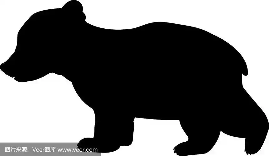 熊宝宝野生黑色剪影动物