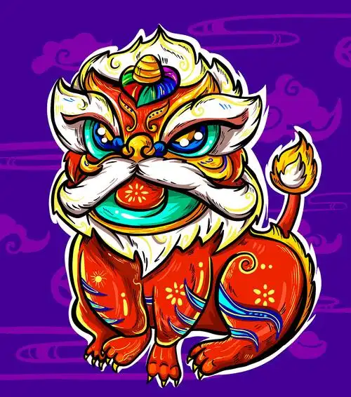 国潮新年舞狮子~|插画|商业插画|大禹哥yuger - 原