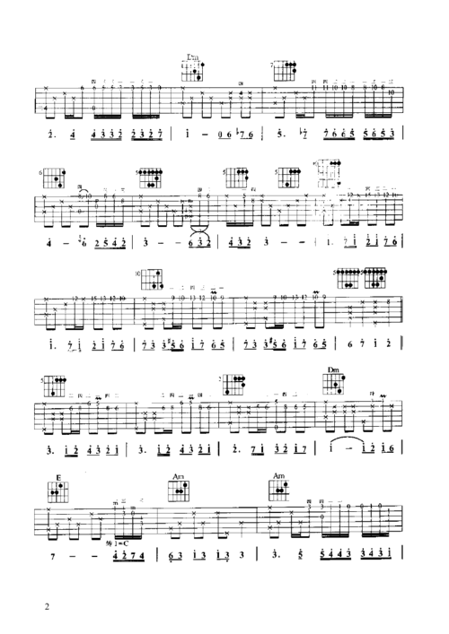 秋日的私语 吉他类 古典 塞内维尔 图森 吉他谱 和弦谱