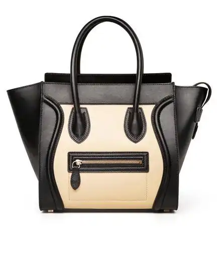 哥弟2014新品经典撞色牛皮手提笑脸包112940014