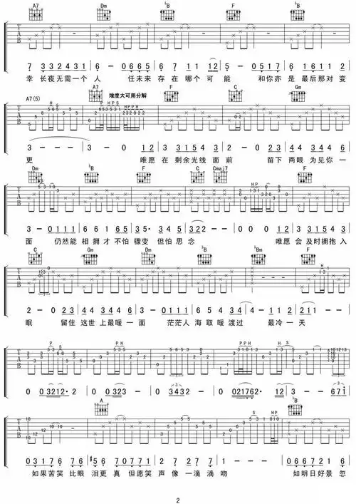 张国荣最冷一天吉他谱