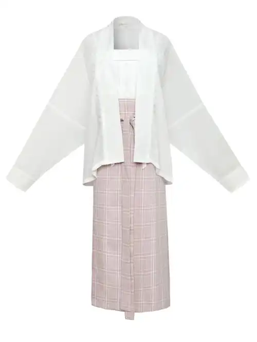 绮罗霓梦宋制两片式旋裙中国风汉服女方格半裙百搭日常显瘦春夏