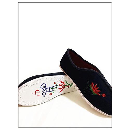 刺绣往生鞋老北京布鞋祭祀寿鞋死人绣花殡葬鞋女寿鞋脚踩莲花蓝色