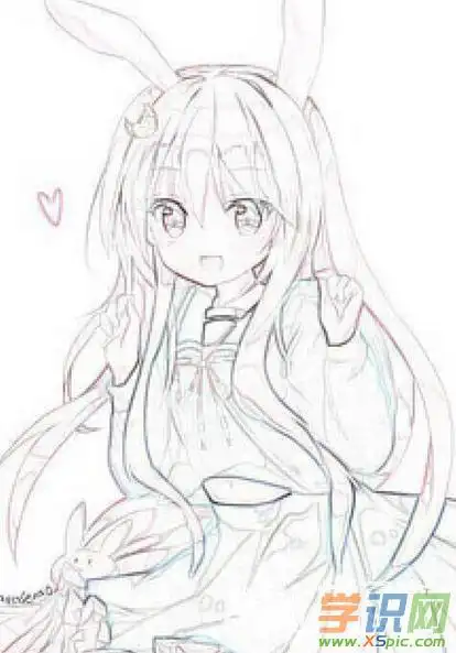 素描动漫女孩画法