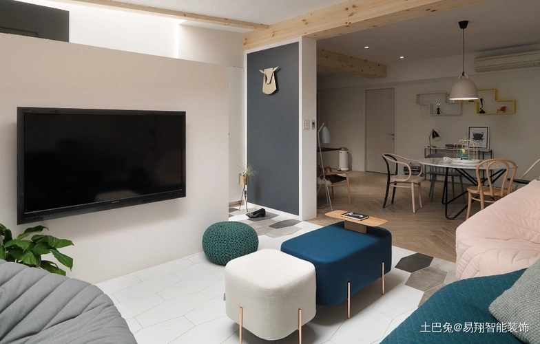 而温馨客厅客厅现代简约103m05三居设计图片赏析--土巴兔装修效果图