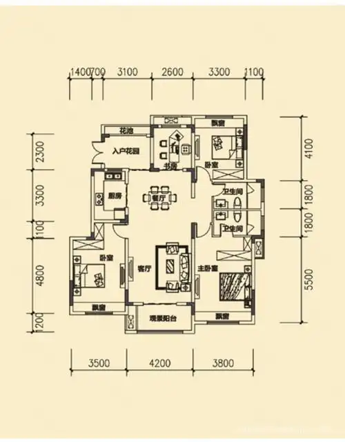 丰泽园 四室两厅两卫 全屋断桥铝 南北通透 洋房